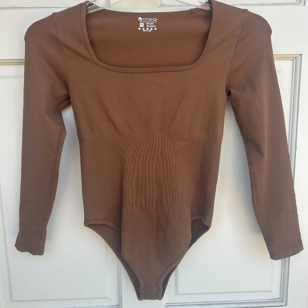 brown ribbed bodysuit